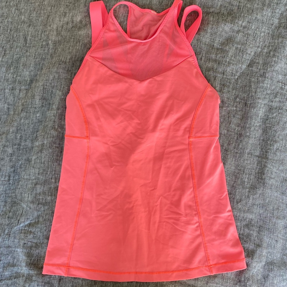 Lululemon workout tank with built-in bra - coral pink - size 6